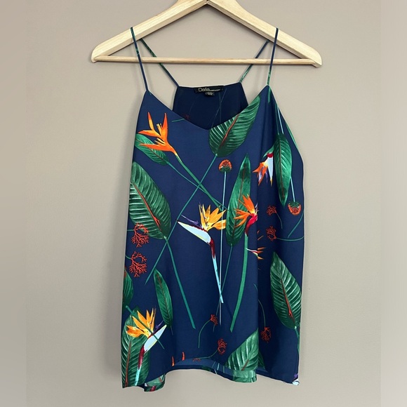 {Dalia} Birds of Paradise Floral Tank Blouse in Blue - Womens XS - Picture 1 of 8